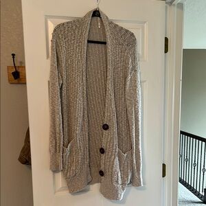 Cozy Gray Knit Cardigan Sweater